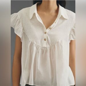 Pilcro Flutter Sleeve Babydoll Top